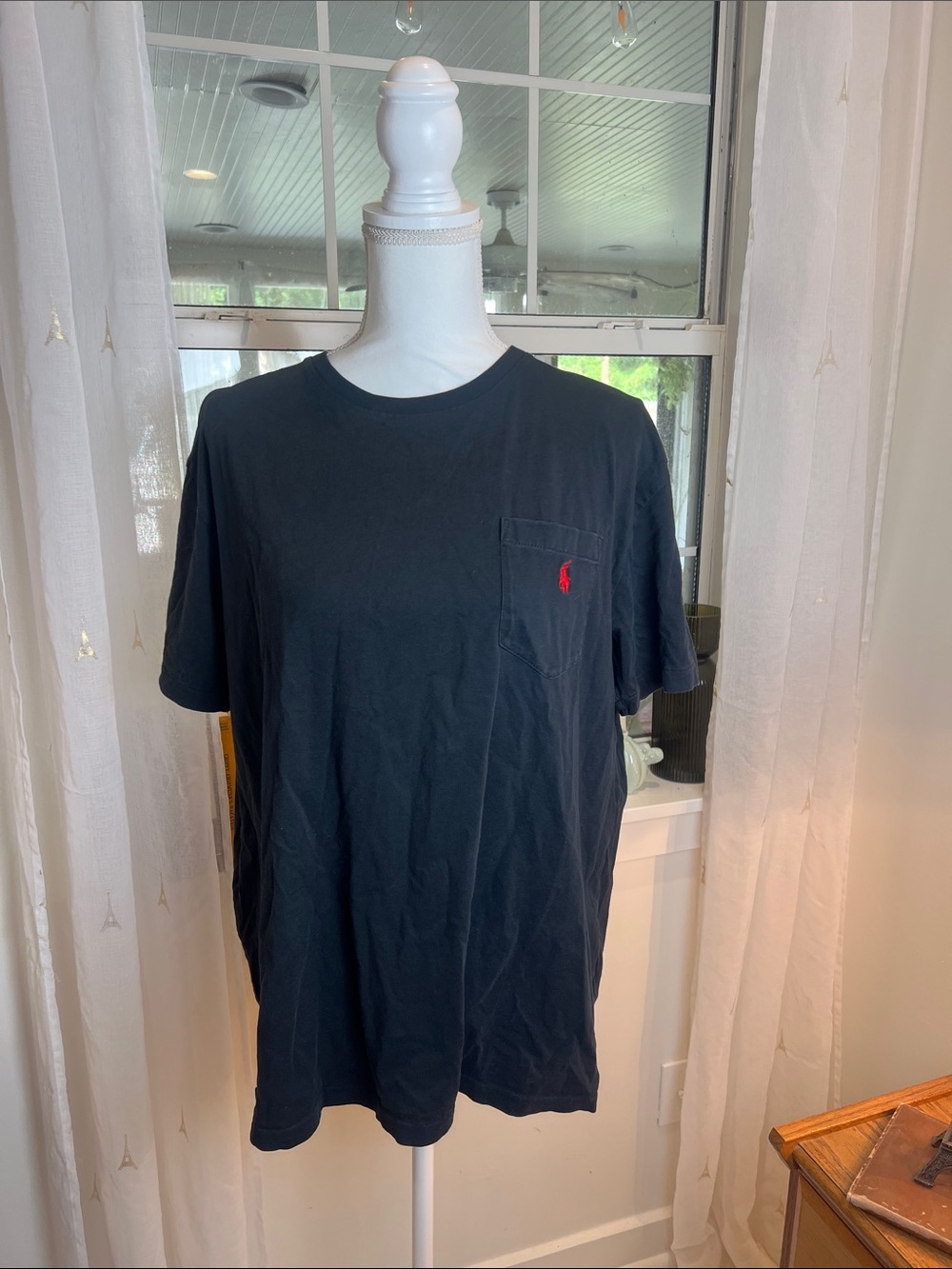 Polo by Ralph Lauren Black Short-Sleeve Pocket Tee with Red Pony size large.